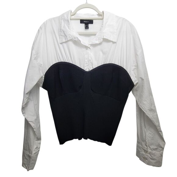 Forever 21 Stretch Black And White Shirt & Corset Combo Top Size 3X - Picture 1 of 7
